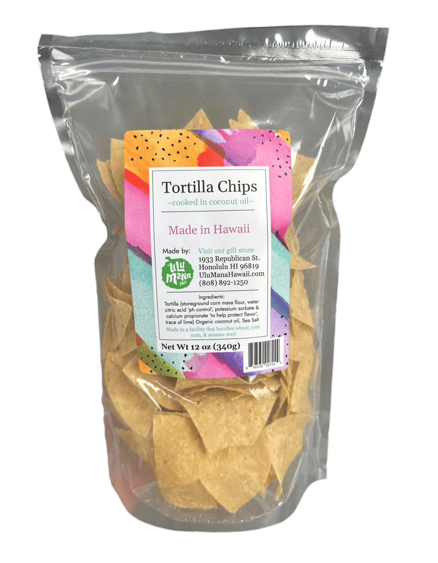 Tortilla Chips Cooked in Coconut oil 12oz - Ulu Mana