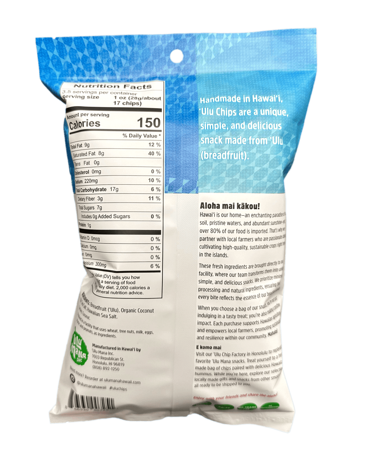 Hawaiian Sea Salt &#39;Ulu Chips 3.5oz - Ulu Mana