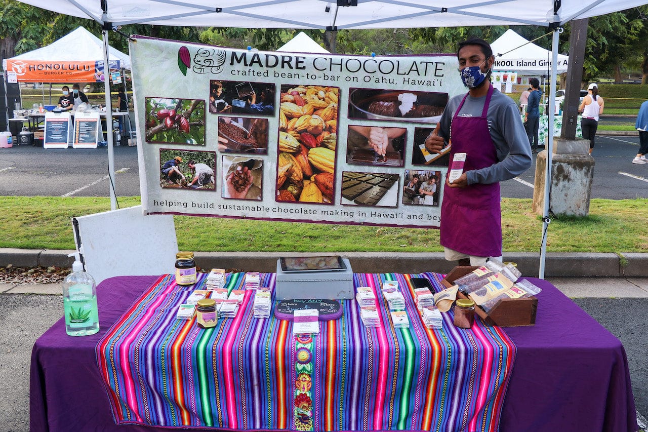 Madre Chocolate booth at KCC farmers Market