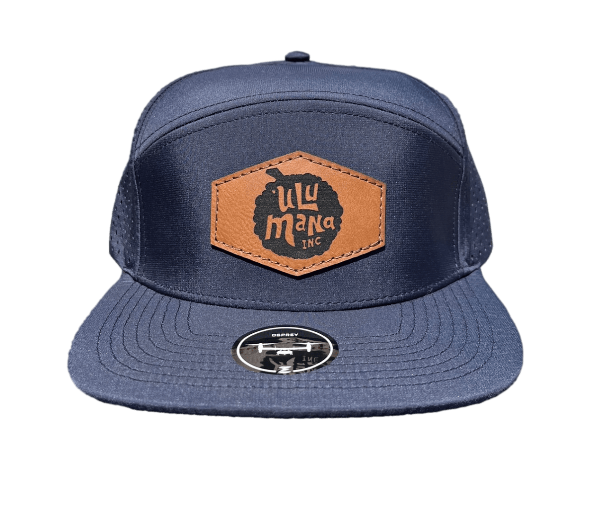 Navy Leather Patch Logo Hat Snapback - Hawaiian Farmers Market