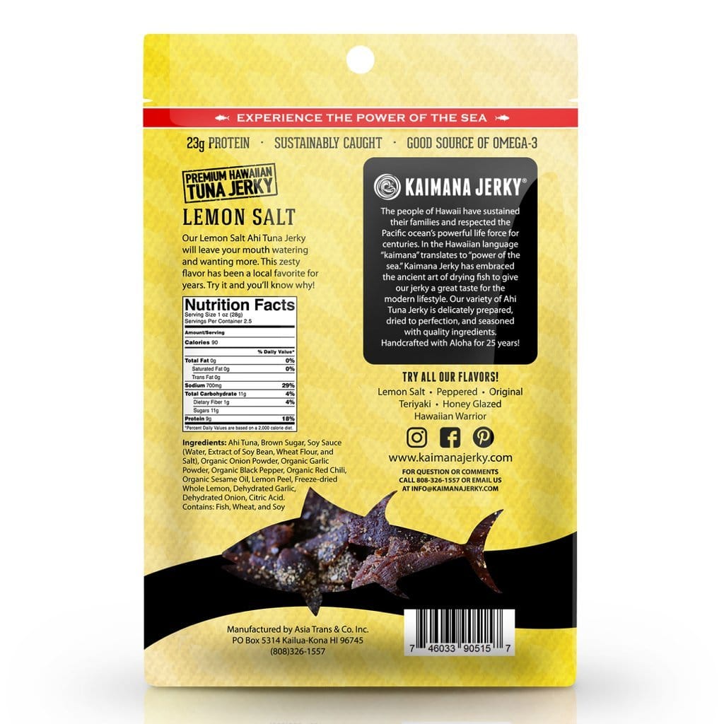 Lemon Salt Ahi Tuna Jerky 2oz - Hawaiian Farmers Market{