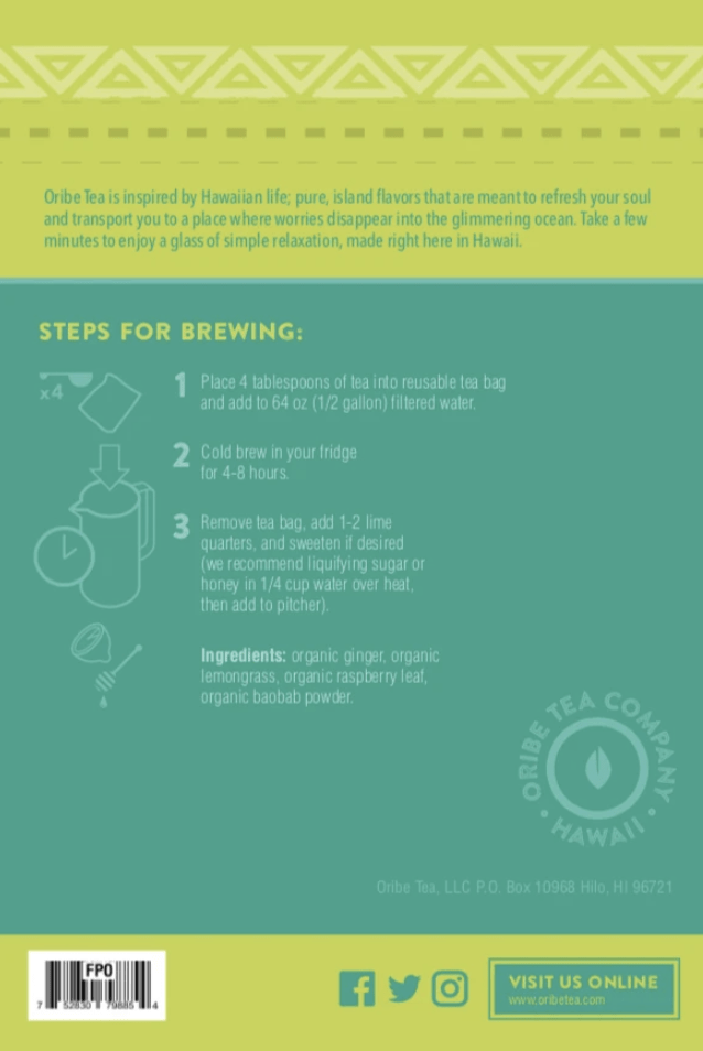 Ginger Lime Cold Brew Iced Tea (Organic) - Hawaiian Farmers Market{