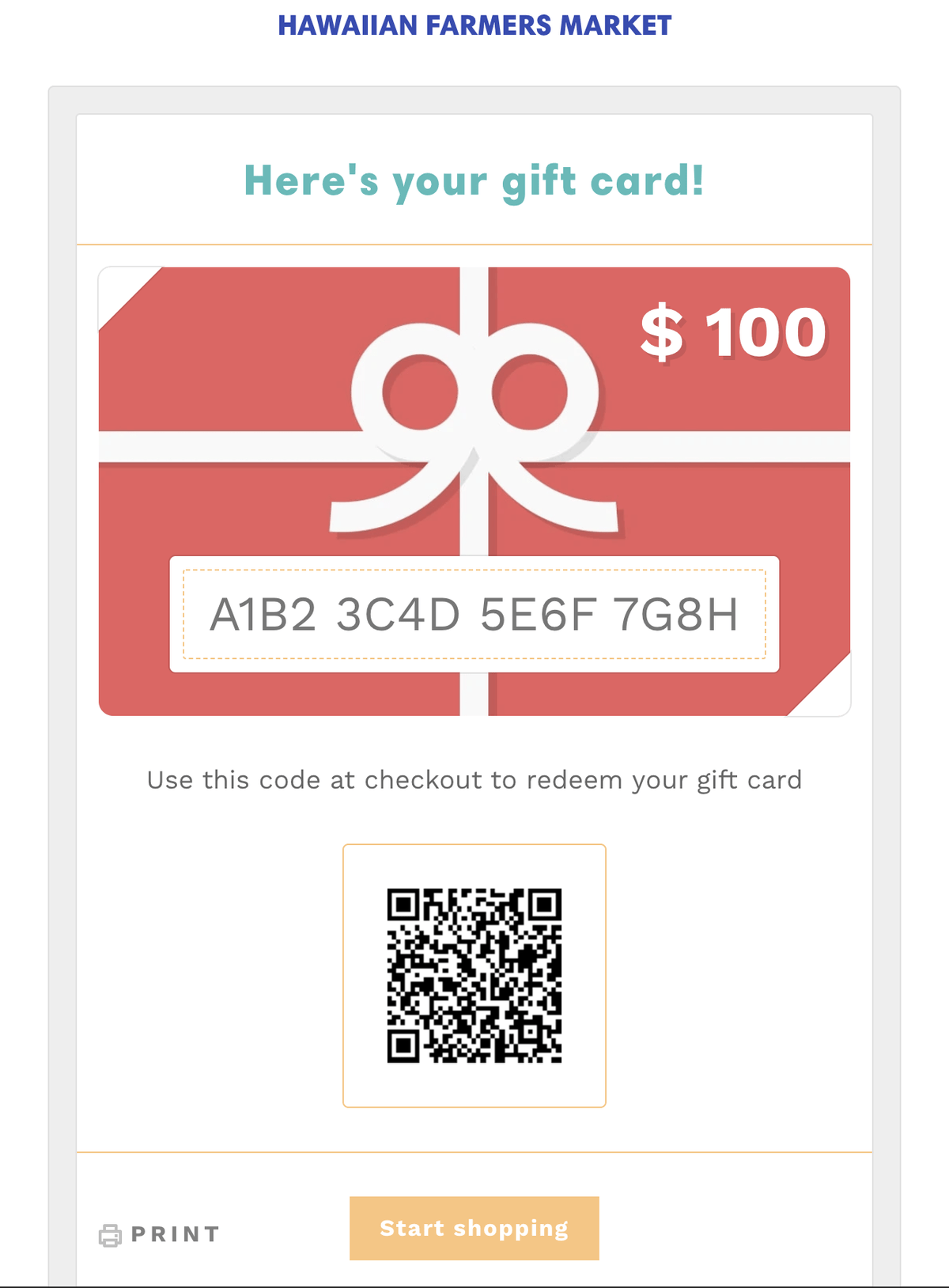 Gift Card - Hawaiian Farmers Market{